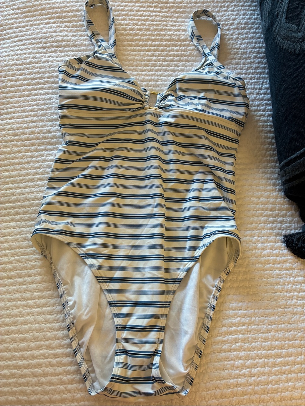 Ralph Lauren Navy and White Striped One-Piece Swimsuit